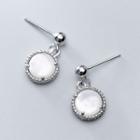925 Sterling Silver Shell Disc Dangle Earring 1 Pair - Silver - One Size
