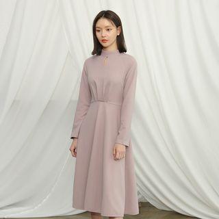 Keyhole Tie-waist Long Flare Dress