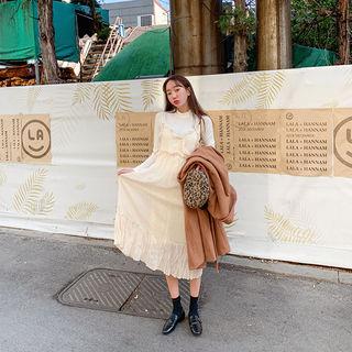 Spaghetti-strap Crinkled Midi Dress