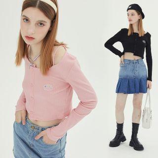 Embroidery Plain Crop Cardigan