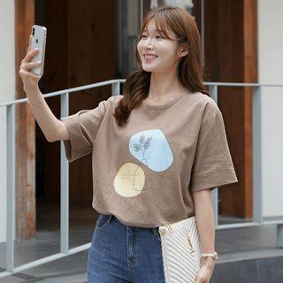 Illustrated Loose-fit Linen T-shirt