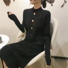 Mock Neck Button-up Cardigan