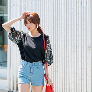Floral Chiffon Puff-sleeve Top