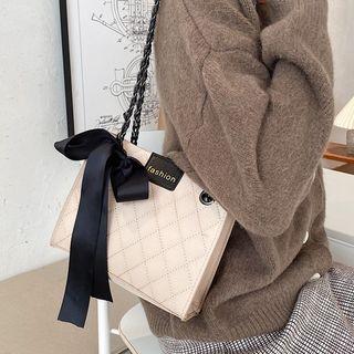 Ribbon Quilted Chain Strap Shoulder Bag