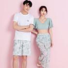 Couple Matching Short-sleeve Swim Top / Bottom / Floral Wide Leg Pants / T-shirt / Shorts / Set