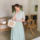 Short-sleeve Dip-back Crepe Shirt
