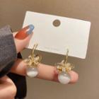Flower Faux Crystal Dangle Earring A398 - 1 Pair - Gold - One Size