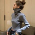 Mock-turtleneck Half-zip Sweater