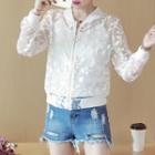 Embroidered Organza Bomber Jacket