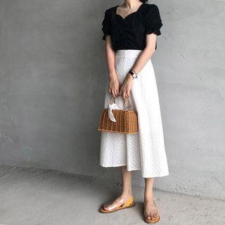 Puff-sleeve Ruffled Top
