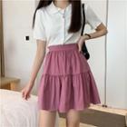 Plain Crinkled Mini Skirt