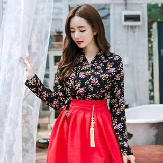 Hanbok Top (floral / Black)