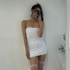 Sequined Mini Tube Dress White - One Size