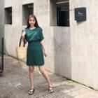 Cuff-sleeve Mock Two-piece Dress