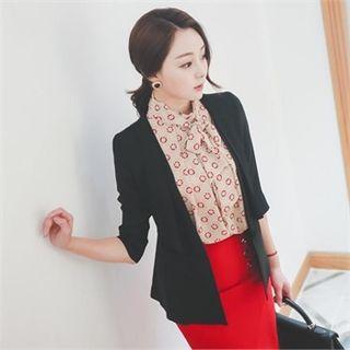 Elbow-sleeve Chiffon-trim Jacket
