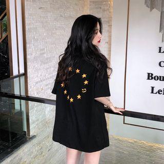 Star Printed Elbow-sleeve T-shirt