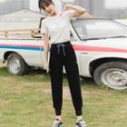 Short-sleeve Graphic Print T-shirt / Drawstring Jogger Pants / Set