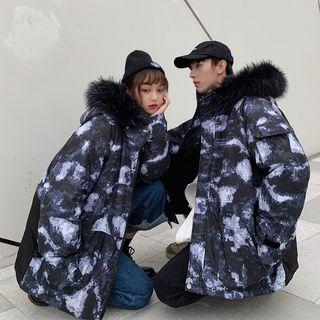 Couple Matching Printed Hooded Parka