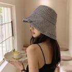 Plaid Bucket Hat Adjustable - Plaid - Black & White - One Size