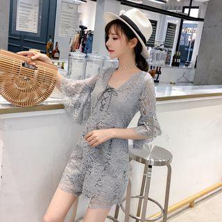Lace Elbow-sleeve Playsuit