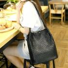 Woven Faux-leather Tote