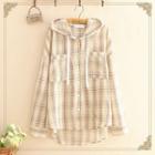 Pocket-front Drawstring-hood Long-sleeve Shirt