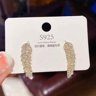Leaf Rhinestone Alloy Earring Cs0110 - Silver Earring - Gold - One Size