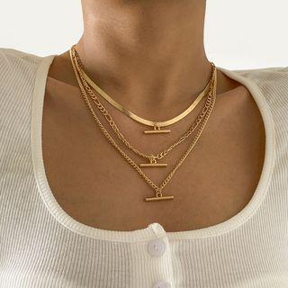 Set: Bar Pendant Alloy Necklace (various Designs)