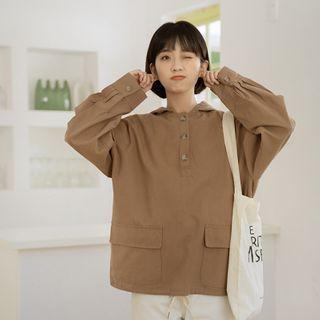 Henley Hoodie Khaki - One Size
