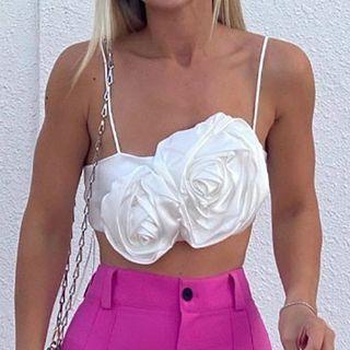 Floral Detail Cropped Camisole Top