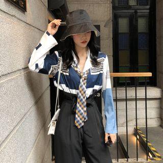 Printed Shirt / High Waist Wide-leg Pants