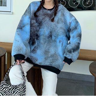 Long-sleeve Tie-dye Fleece Sweatshirt
