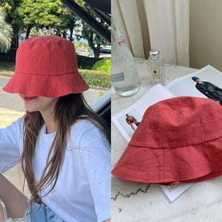 Frayed Fabric Bucket Hat Red - One Size