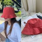 Frayed Fabric Bucket Hat Red - One Size