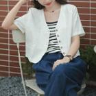 Short-sleeve Button Jacket Off-white - One Size