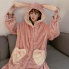 Rabbit Ear Hooded Single-breasted Dressing Gown