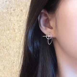 Geometric Chain Earring 1 Pair - Silver - One Size
