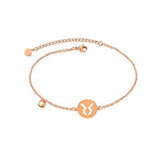 Simple And Fashion Plated Rose Gold Twelve Constellation Taurus Round 316l Stainless Steel Anklet Rose Gold - One Size