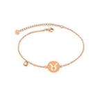 Simple And Fashion Plated Rose Gold Twelve Constellation Taurus Round 316l Stainless Steel Anklet Rose Gold - One Size