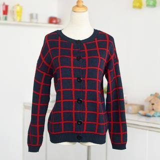 Check Cardigan Blue And Red - One Size