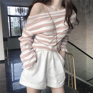 Boatneck Loose-fit Striped T-shirt