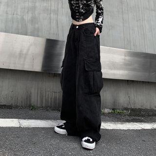 Wide Leg Cargo Denim Pants