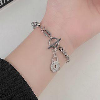 Lock Pendant Stainless Steel Bracelet Silver - One Size