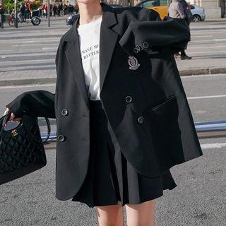 Set: Embroidered Blazer + Pleated Skirt