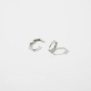 925 Sterling Silver Hexagon Earring