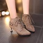 Lace Up Pointed Ankle Boots