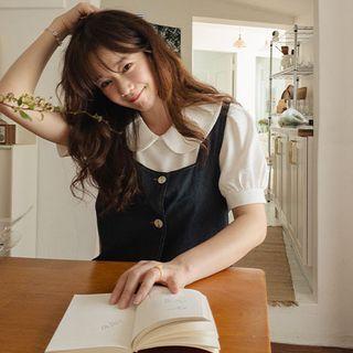 Round Collar Puff Sleeve Blouse