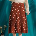 Polka Dot Midi A-line Knit Skirt