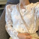 Lace See-through Long-sleeve Blouse As Figure - One Size