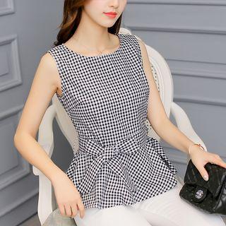 Check Tie-waist Tank Top